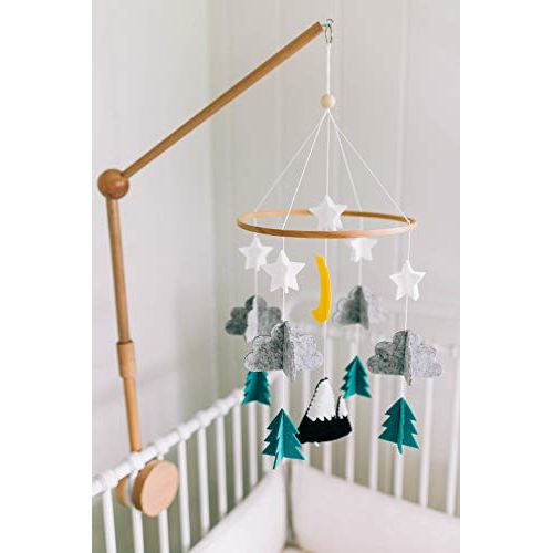  Sorrel + Fern Baby Crib Mobile- Starry Woodland Night Nursery Decoration | Crib Mobile for Boys and Girls (Mint)