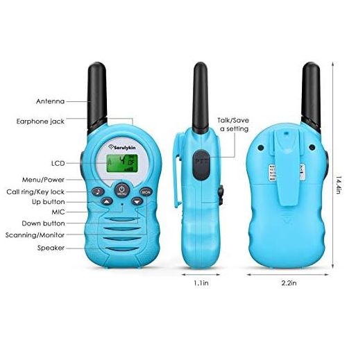  [아마존베스트]Sorulykin Walkie Talkies for Kids 22 Channels, 2 Way Radio Up to 3KM/2 Miles Long Range Handheld Interphone, Best Gift Toys for Age 3-12 Boys and Girls to Outside Adventure, Blue 2