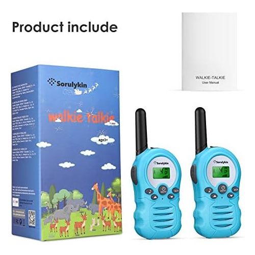  [아마존베스트]Sorulykin Walkie Talkies for Kids 22 Channels, 2 Way Radio Up to 3KM/2 Miles Long Range Handheld Interphone, Best Gift Toys for Age 3-12 Boys and Girls to Outside Adventure, Blue 2