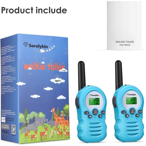  [아마존베스트]Sorulykin Walkie Talkies for Kids 22 Channels, 2 Way Radio Up to 3KM/2 Miles Long Range Handheld Interphone, Best Gift Toys for Age 3-12 Boys and Girls to Outside Adventure, Blue 2