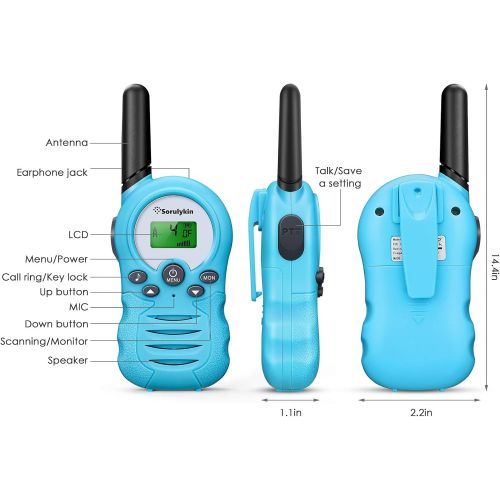  [아마존베스트]Sorulykin Walkie Talkies for Kids 22 Channels, 2 Way Radio Up to 3KM/2 Miles Long Range Handheld Interphone, Best Gift Toys for Age 3-12 Boys and Girls to Outside Adventure, Blue 2