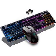 [아마존베스트]Soseeln Rechargeable Keyboard and Mouse,Suspended Keycap MECHANICAL FEEL Backlit Gaming Keyboard Mouse-Fast Charging,Wireless 2.4G Drive Free,Adjustable Breathing Lamp,Anti-ghosting,12 Mul