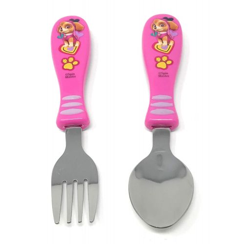  Sosha Kids Paw Patrol Girls Plates Bundle: Divided Plate, Cereal Bowl, Spoon & Fork Mealtime Set (4 Items)