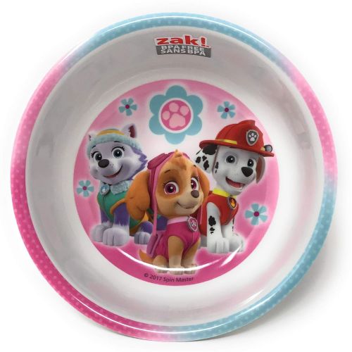  Sosha Kids Paw Patrol Girls Plates Bundle: Divided Plate, Cereal Bowl, Spoon & Fork Mealtime Set (4 Items)