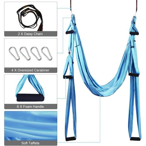  [아마존베스트]Sotech Aerial Yoga Swing Hammock Set with Carry Bag and Extension Straps, Trapezoid Sling for Home Gym, Anti-Gravity Inversion Pilates Fitness, Maximum Load 300 kg