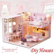 Sotihunt Wooden DIY Dollhouse Kit CuteBee Dollhouse Miniature with Furniture Villa with Music Movenment with Led Light as Best Gift Home Decoration for Girl