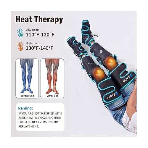  Sotion Leg Massager with Heat and Compression for Circulation & Recovery, Upgraded Foot Calf Thigh Sequential Massager Device with Handheld Controller, 4 Modes 4 Intensities, Help for Leg Pain Relief