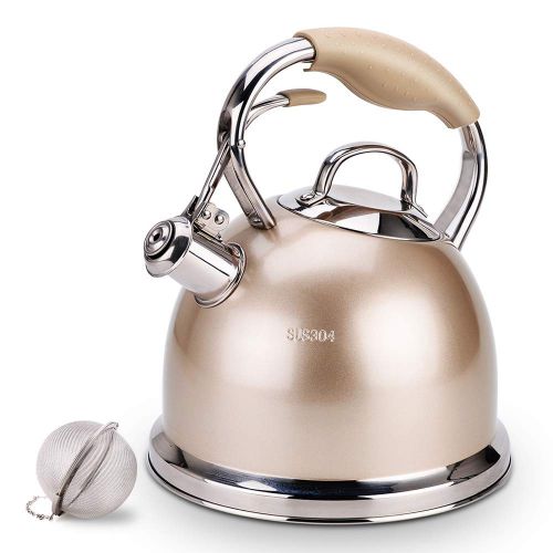  Sotya Tea Kettle Best 3 Quart induction Modern Stainless Steel Surgical Whistling Teapot -Tea Pot For Stove Top (3L, Rose-gold)