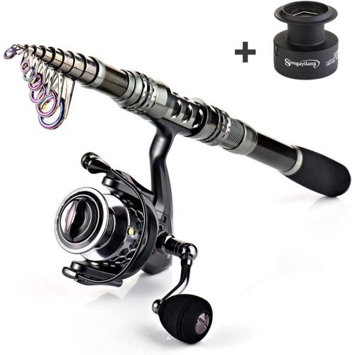  Sougayilang Fishing Rod Combos with Telescopic Fishing Pole Spinning Reels Fishing Carrier Bag for Travel Saltwater Freshwater Fishing