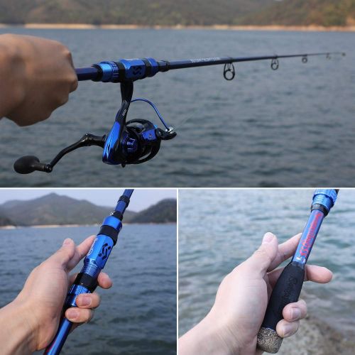  Sougayilang Fishing Rod Telescopic Fishing Rod Portable- 24 Ton Carbon Fiber,CNC Machined Reel Seat, Comfortable EVA Handle, Travel Fishing Pole for Bass Trout Fishing