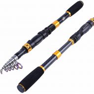 Sougayilang Telescopic Fishing Rod - 24 Ton Carbon Fiber Ultralight Fishing Pole with CNC Reel Seat, Portable Retractable Handle, Stainless Steel Guides for Bass Salmon Trout Fishi