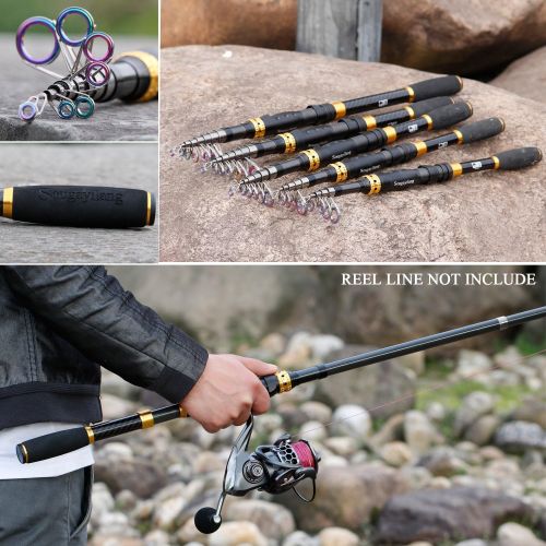  Sougayilang Telescopic Fishing Rod - 24 Ton Carbon Fiber Ultralight Fishing Pole with CNC Reel Seat, Portable Retractable Handle, Stainless Steel Guides for Bass Salmon Trout Fishi