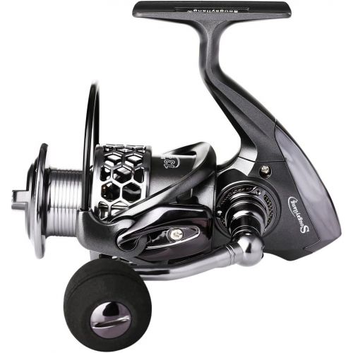  Sougayilang Fishing Reel 13+1BB Light Weight Ultra Smooth Aluminum Spinning Fishing Reel with Free Spare Graphite Spool