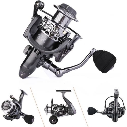  Sougayilang Fishing Reel 13+1BB Light Weight Ultra Smooth Aluminum Spinning Fishing Reel with Free Spare Graphite Spool