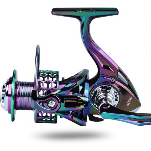  Sougayilang Colorful Fishing Reel 13 +1 BB Light Weight Ultra Smooth Powerful Spinning Reels, with CNC Line Management Graphite Frame, for Freshwater