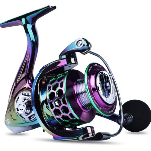  Sougayilang Colorful Fishing Reel 13 +1 BB Light Weight Ultra Smooth Powerful Spinning Reels, with CNC Line Management Graphite Frame, for Freshwater