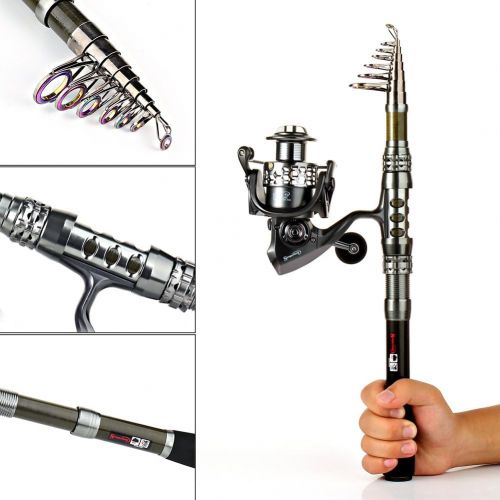  Sougayilang Spinning Fishing Rod and Reel Combos Portable Telescopic Fishing Pole Spinning reels for Travel Saltwater Freshwater Fishing