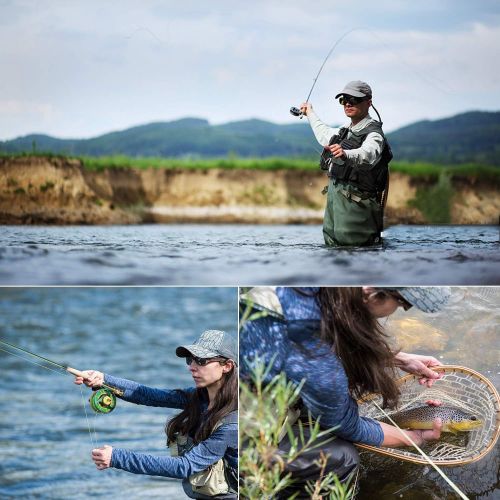  Sougayilang Fly Fishing Rod Reel Combos with Lightweight Portable Fly Rod and CNC-machined Aluminum Alloy Fly Reel,Fly Fishing Complete Starter Package