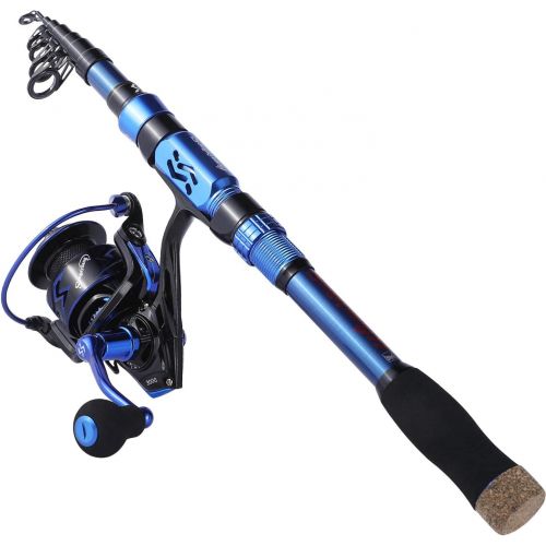  Sougayilang Fishing Rod Reel Combos,24Ton Carbon Fibre,Portable Telescopic Fishing Pole Spinning reels for Travel Saltwater Freshwater Fishing