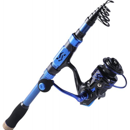  Sougayilang Fishing Rod Reel Combos,24Ton Carbon Fibre,Portable Telescopic Fishing Pole Spinning reels for Travel Saltwater Freshwater Fishing