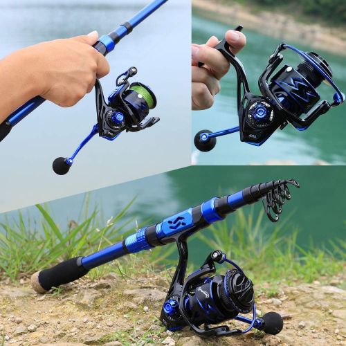  Sougayilang Fishing Rod Reel Combos,24Ton Carbon Fibre,Portable Telescopic Fishing Pole Spinning reels for Travel Saltwater Freshwater Fishing