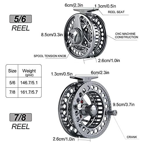  [아마존베스트]Sougayilang Fly Fishing Reel Ultralight Antioxidation Reel CNC Milled Aluminium Alloy Body and Spool Fly Fishing Reels Size 5/6.7/8