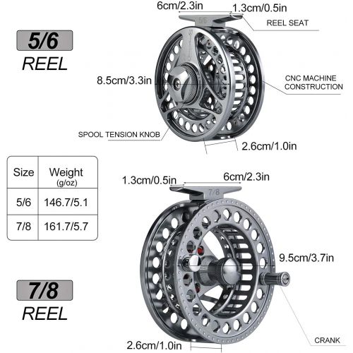  [아마존베스트]Sougayilang Fly Fishing Reel Ultralight Antioxidation Reel CNC Milled Aluminium Alloy Body and Spool Fly Fishing Reels Size 5/6.7/8