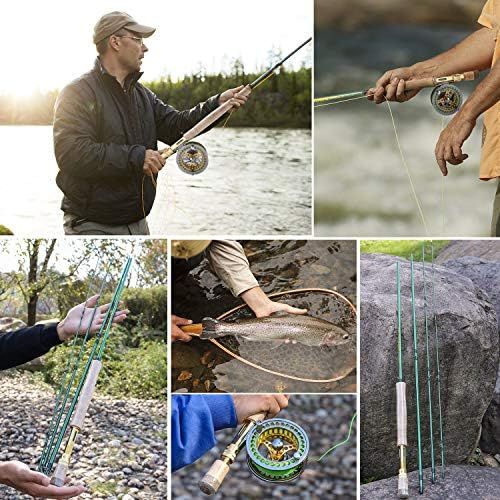  [아마존베스트]Sougayilang Fly Fishing Rod with Lightweight Portable Fly Rod and Fly Reel, Complete Starter Pack (Golden-7/8)