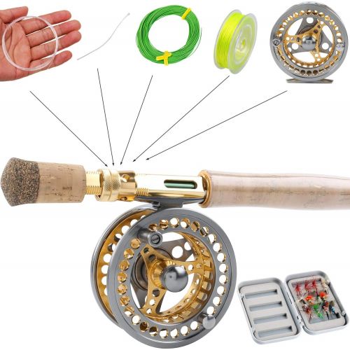  [아마존베스트]Sougayilang Fly Fishing Rod with Lightweight Portable Fly Rod and Fly Reel, Complete Starter Pack (Golden-7/8)