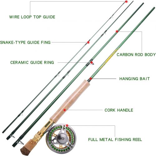  [아마존베스트]Sougayilang Fly Fishing Rod with Lightweight Portable Fly Rod and Fly Reel, Complete Starter Pack (Golden-7/8)