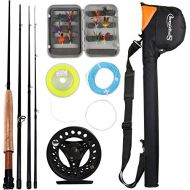 [아마존베스트]Sougayilang Fly Fishing Rod with Lightweight Portable Fly Rod and CNC Machined Aluminum Alloy Fly Fishing Complete Pack