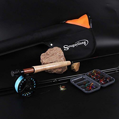  [아마존베스트]Sougayilang Fly Fishing Rod with Lightweight Portable Fly Rod and CNC Machined Aluminum Alloy Fly Fishing Complete Pack