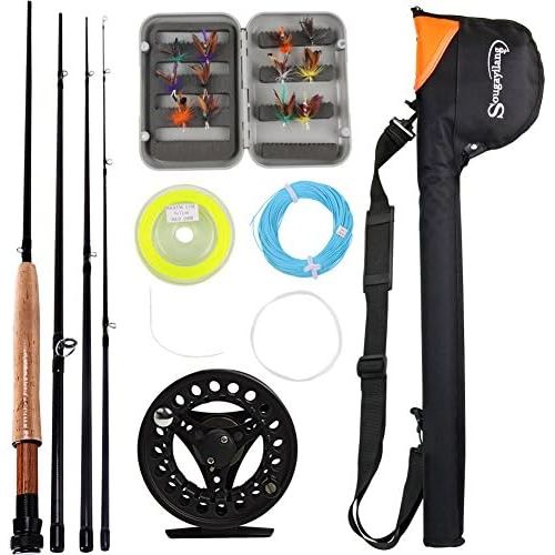  [아마존베스트]Sougayilang Fly Fishing Rod with Lightweight Portable Fly Rod and CNC Machined Aluminum Alloy Fly Fishing Complete Pack
