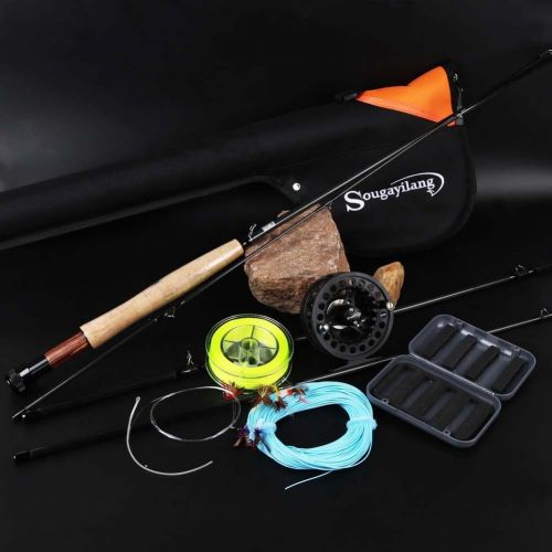  [아마존베스트]Sougayilang Fly Fishing Rod with Lightweight Portable Fly Rod and CNC Machined Aluminum Alloy Fly Fishing Complete Pack