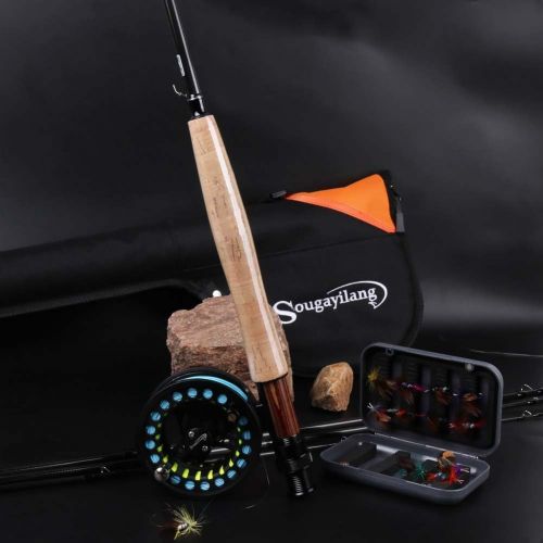  [아마존베스트]Sougayilang Fly Fishing Rod with Lightweight Portable Fly Rod and CNC Machined Aluminum Alloy Fly Fishing Complete Pack