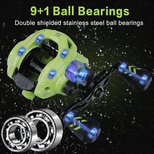  [아마존베스트]Sougayilang Fishing Reel Baitcasting Reels 8.0:1 Gear Ratio Super Smooth Baitcasting Reel with Magnetic Brake System 9+1 Ball Bearing Anti Corrosion Baitcasting Reel