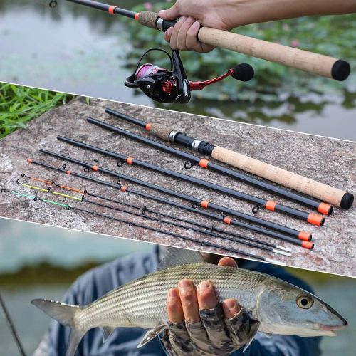  [아마존베스트]Sougayilang Feeder rod with 3 tips, portable fishing rod, spinning casting, travel rod, full range action carp coarse rod.