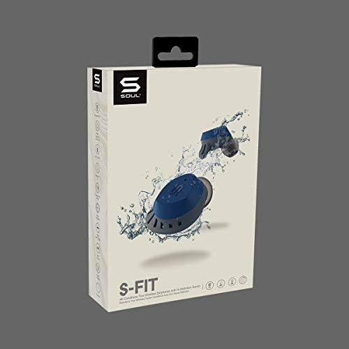  Soul Electronics Soul S-FIT True Wireless Earbuds - in Ear Headphones IP67 Waterproof, Freebit Wing Tips, Bluetooth, Transparency Mode, Touch Control Shock Resistance (Blue)