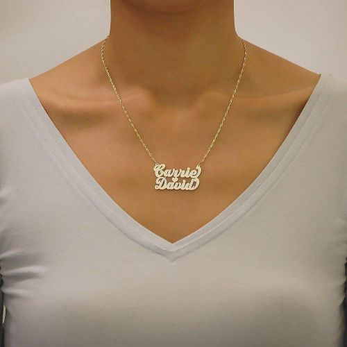  Soul Jewelry Inc Personalized Bold Script Pendant Solid 10k Name Necklace for Couples