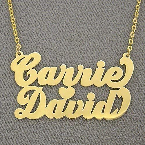  Soul Jewelry Inc Personalized Bold Script Pendant Solid 10k Name Necklace for Couples