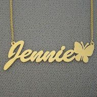 Soul Jewelry Inc 10k Gold Name Necklace Script Font Personalized Butterfly Nameplate Jewelry