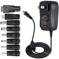 [아마존베스트][Upgraded Version] SoulBay 30W Universal AC/DC Adapter Switching Power Supply with 8 Selectable Adapter Tips, Including Micro USB Plug, for 3V to 12V Household Electronics and LED