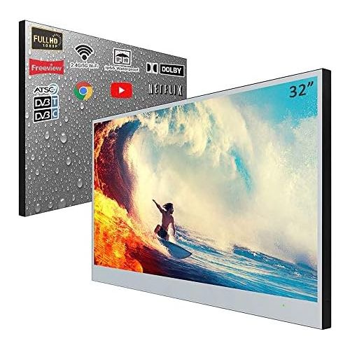  Soulaca 32 inch Bathroom Smart TV Mirror LED Television Waterproof WiFi Bluetooth Android SPA Big Screen 2022 Model