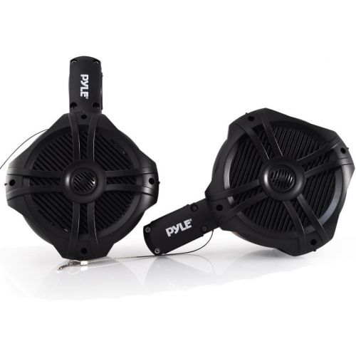  [아마존베스트]Sound Around Waterproof Marine Wakeboard Tower Speakers - 6.5” Dual Subwoofer Speaker Set and 1.0” Tweeters, LED Lights and 200 Watt Power - 2-way Boat Audio System with Mounting Bracket - PLMR