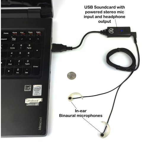  MS-TFB-2-USB - Sound Professionals - Ultra Low Noise In-Ear Binaural Microphones - Bundle includes microphones with premium cable and USB soundcard (ANDREA-USB-SA) - Item #15007