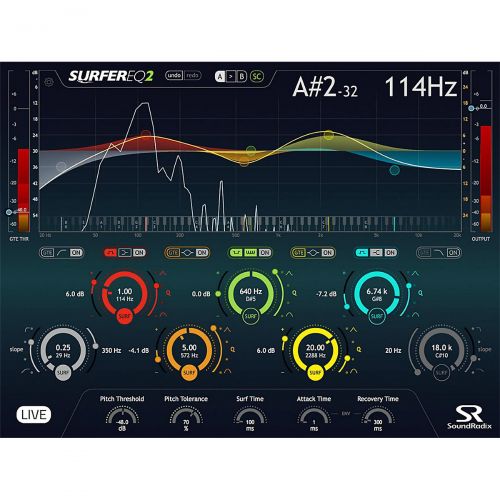  Sound Radix},description:SurferEQ is a ground-breaking pitch-tracking equalizer plug-in that tracks a monophonic instrument or vocal and moves the selected bands with the music. Sy