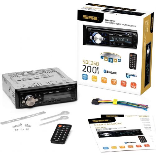  Sound Storm Laboratories SDC26B Car Stereo - Single Din, Bluetooth Audio and Hands-Free Calling, Built-in Microphone, MP3 Player, CD, USB Port, AUX Input, AM/FM Radio Receiver, Wir
