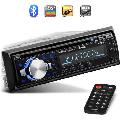  Sound Storm Laboratories SDC26B Car Stereo - Single Din, Bluetooth Audio and Hands-Free Calling, Built-in Microphone, MP3 Player, CD, USB Port, AUX Input, AM/FM Radio Receiver, Wir