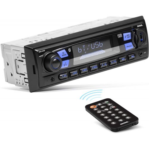  Sound Storm Laboratories ML43B Multimedia Car Stereo - Single Din, MP3 Player, No CD/DVD, Bluetooth Audio and Hands-Free Calling, USB, SD, AUX in, AM/FM Radio, Wireless Remote