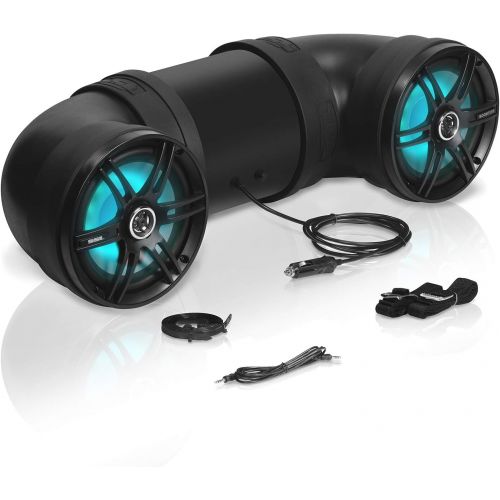  Sound Storm Laboratories Soundstorm BTB8L 8 Inch 700W Bluetooth Amplified Marine Powersports UTV ATV Tube Speaker System with LED Lights, Black